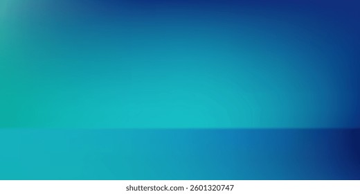 Modern blue and green gradient studio room abstract background pattern walls and floor reflect neon lights  dark tones and feel simple abstract