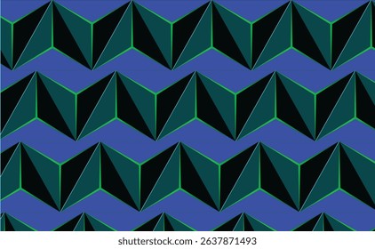 Modern Blue and Green Seamless Geometric Background with Futuristic 3D Arrows and Triangle Pattern Vector