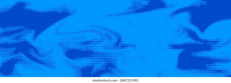 Moderner blauer Halbtonmuster-Hintergrund. Technologie-Banner. Vektorgrafik. Abstraktes Hintergrundbild für Unternehmen