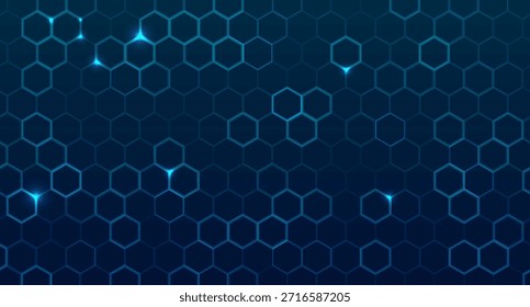 Moderner Hintergrund der blauen Hexagon-Technologie mit geometrischer Wabenstruktur. Digitales abstraktes Muster für medizinische Forschung, Wissenschaft und futuristisches Design
