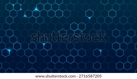 Modern blue hexagon technology background with geometric honeycomb structure. Digital abstract pattern for medical research, science and futuristic design