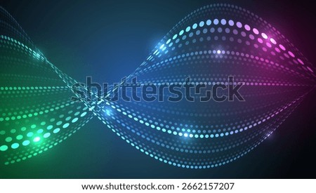 Modern blue hi-tech background with abstract wavy dots and glowing lines. Perfect for banners, web design, presentations and digital covers.