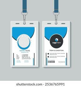 Plantilla de diseño de tarjeta de identidad azul moderno. Diseño de la tarjeta de identificación del empleado. Vector.