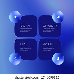 Modern Blue Infographic Quadrant for Design Creativity Idea and Profile Layout — UI UX Business Concept