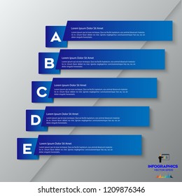 Modern blue infographic Vector design template of 5 options, steps,on the grey background. Eps 10 vector file.