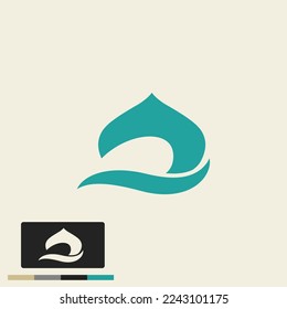 Ilustración de diseño del logo de la Mezquita Islámica azul moderna como logo islámico, celebración ramadán en estilo plano Aislado en fondo blanco. Ilustración vectorial