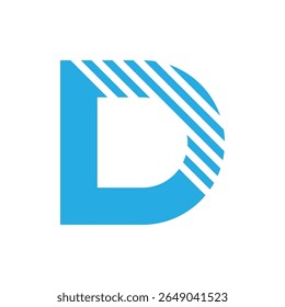 Modern Blue Letter D Logo with Striped Abstract Design