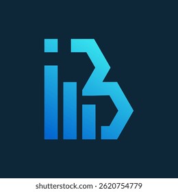 Modern Blue Letter iB Logo with Geometric and Gradient Design