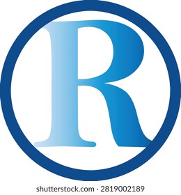 Modern blue letter r inside a circle icon for branding and logo design
