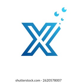 Modern Blue Letter X Logo with Abstract Dots