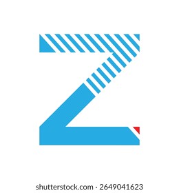Modern Blue Letter Z Logo with Striped Abstract Design.