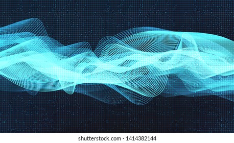 Modern Blue Light Digital Line,Sound Wave Technology and earthquake wave concept,design for music studio and science,Vector Illustration.
