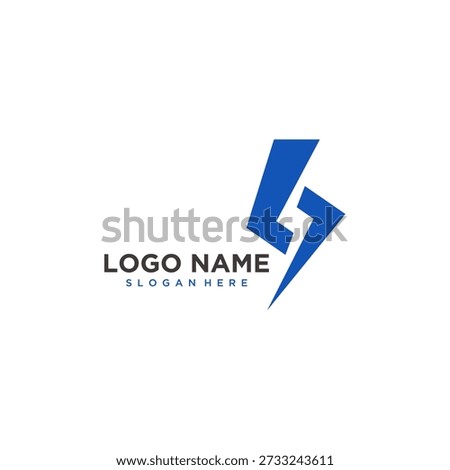 Modern blue lightning bolt icon, symbolizing energy, power, and speed. Ideal for branding, technology, and corporate identity. Clean white background.