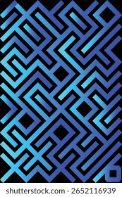Padrão de labirinto de linha azul moderno no fundo escuro