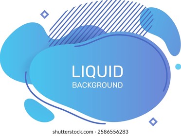 Modern blue liquid gradient abstract geometric background with flowing shapes, circles, lines, and copy space area for text creating a dynamic and vibrant design