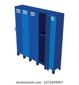 Modern blue lockers on white background