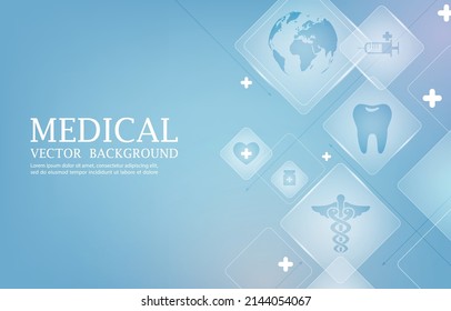Modern blue medical vector background.geometric square shape