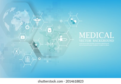 Modern blue medical wallpaper.Medical icons background.