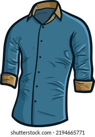Modern blue men's shirt cartoon vector