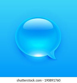 Modern blue message bubble of a drop style. Vector illustration