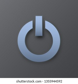 Modern blue metallic power button vector illustration