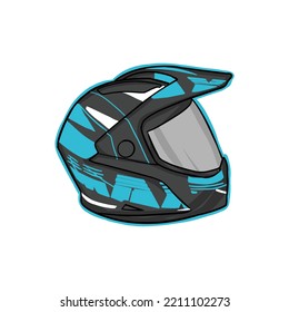 Modern Blue Motorcycle Helmet Illustration