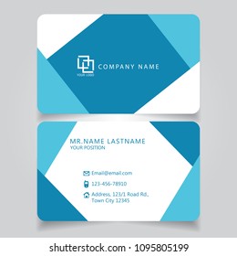 Modern Blue name card and business card with creative design horizontal curve corner standard size vector illustration template