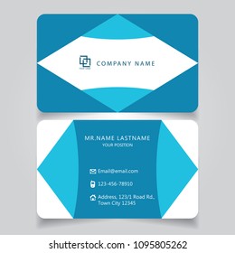 Modern Blue name card and business card with creative design horizontal curve corner standard size vector illustration template