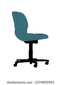 Modern blue office chair vector object isolated.