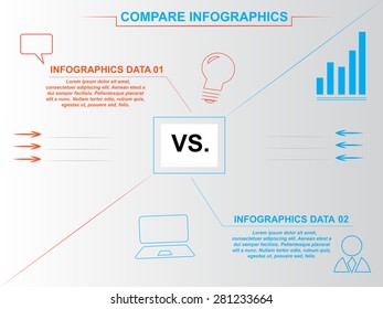 Modern blue and orange compare infographics