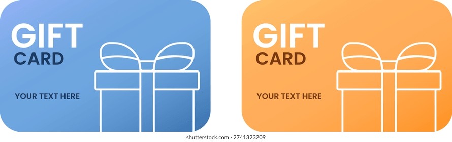 Modern blue and orange gradient gift cards with gift box design