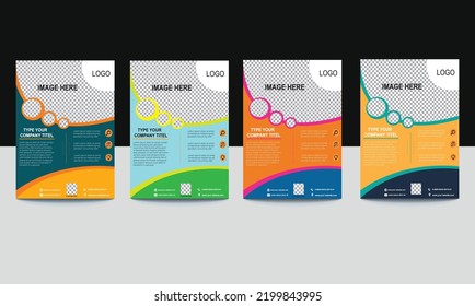 modern blue orange Yellow and deep blue design template for poster your business (fully customize and editable)