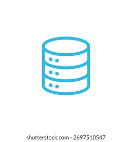 Icono de pila de servidor de base de datos de contorno azul moderno que simboliza el almacenamiento de datos, la administración de servidores y las soluciones de tecnología de red