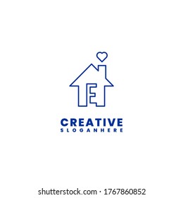 modern blue outline estate E logotype design concept creative illustration.