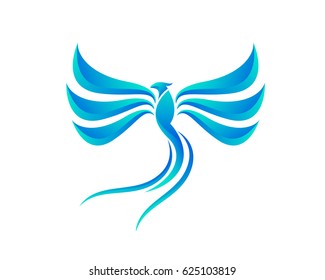 Modern Blue Phoenix Logo 