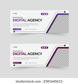 Modern blue and purple color variation fully editable web banner design for digital marketing agency