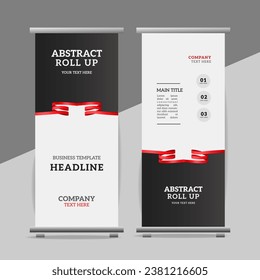  modern blue Ribbon roll up banner design display standee for presentation purpose