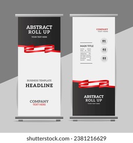  modern blue Ribbon roll up banner design display standee for presentation purpose
