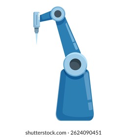 Modern blue robotic arm performing a task in a factory setting