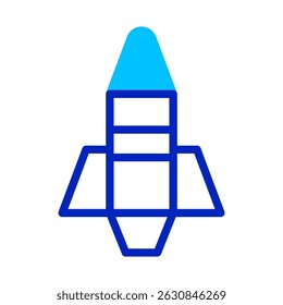 Modern blue rocket design symbolizing innovation and imaginative space exploration