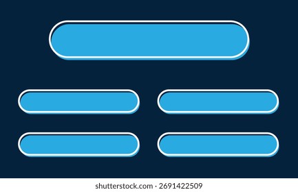 Moderne blaue abgerundete Rechteck-Banner-Vorlage auf dunklem Hintergrund für Infografik und Webdesign
