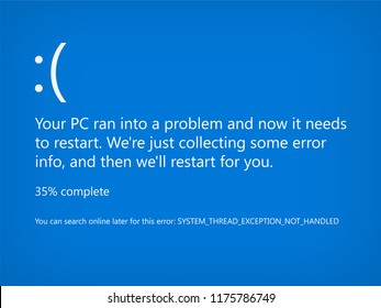 Modern blue screen of death (BSOD). System crash error. Vector Illustration