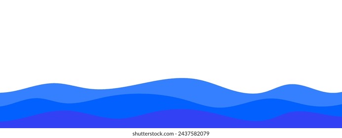 Modern blue sea, ocean waves separation shape, border, divider vector illustration