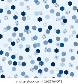 Modern blue seamless pattern with blue abstract background for classic vector design. Modern geometric vector texture. Abstract geometric seamless pattern. Hexagon background. Hexagonal cell texture
