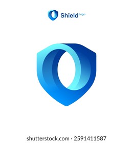 Modern blue security shield logo design with a tech-inspired look. Ideal for cybersecurity, technology brands, data protection, and professional business branding.