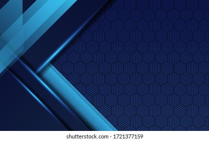 modern blue shape vector background banner with blue light lines in hexagon texture.