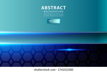 modern blue shape vector background banner with blue light lines in hexagon texture.