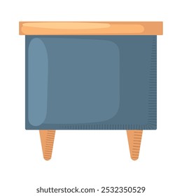 Moderna mesa auxiliar azul con patas de madera para la decoración del hogar, Vector