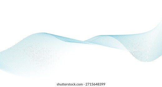 Moderne blaue, glatte Wellen auf weißem Hintergrund, abstrakte Kunst