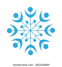 Modern blue snowflake isolated on white background. Winter decor elements for postcards, wrapping paper, banner, magazine and more. Stock vector illustration for decoration and design